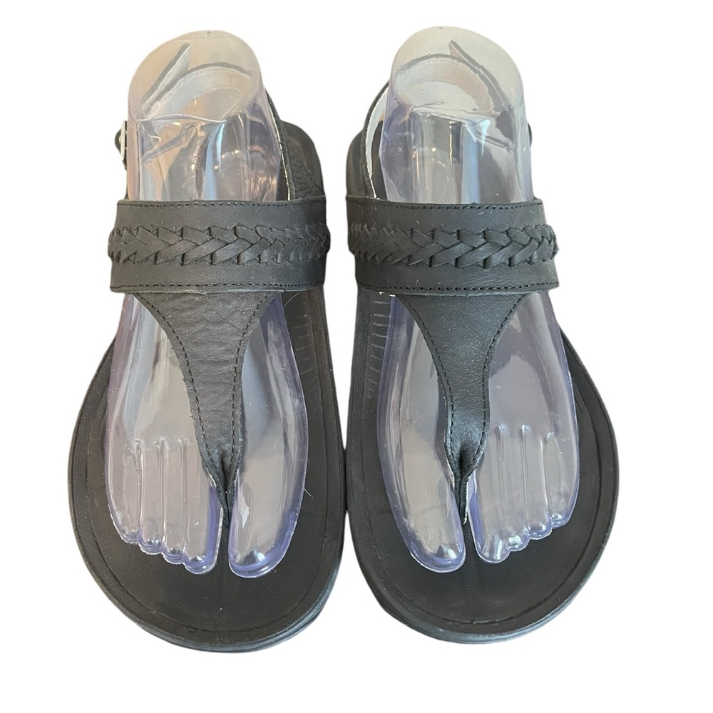 KURU Letti Jet Black Sandal with Braided Design & Secure Heel Strap Women’s Sz 9